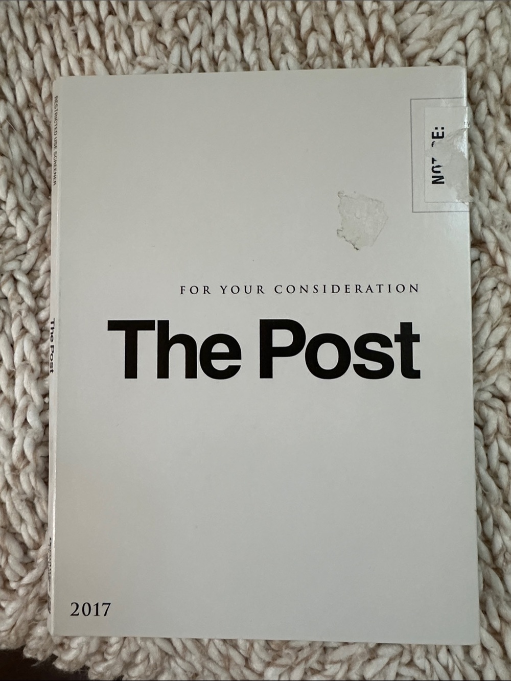 Dreamworks DVD Oscars Screener “The Post”